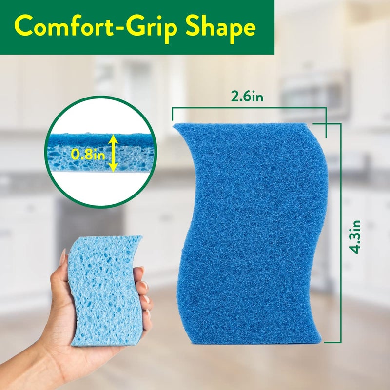 Pine Sol Pine-Sol Non Scratch Scrub Sponges - Double Sided Dish Scrubber Safe for Nonstick Cookware - Kitchen Essentials for Dishwashing and Cleaning, 4 Pack, Blue - Image 3